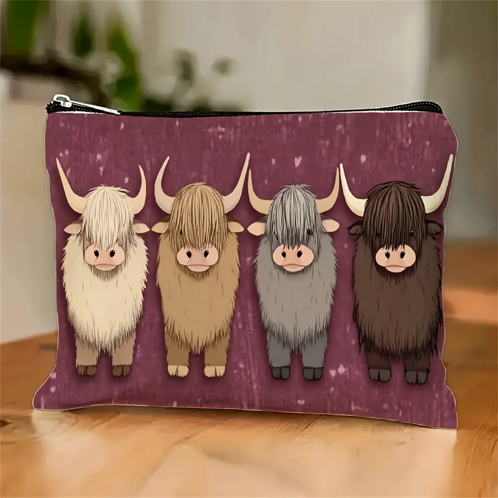 

ACute Highland Cow Makeup Bags Makeup Bags - Cute Multi-functional Zipper Bag for Women, Jewelry Storage Bag