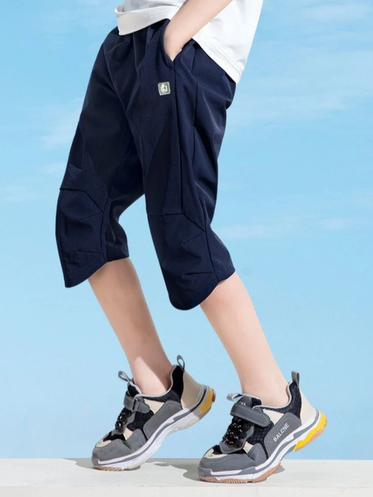 New Boys Quick Dry Capri Pants Summer Lightweight Breathable Kids Cropped Trousers Casual Sports Shorts  137
