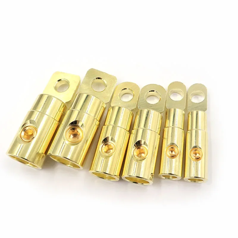 1Piece Golden Car Audio Power Ground Wire Connectors Car Audio Modified Power Amplifier Pure Copper Wire Coupler Terminals