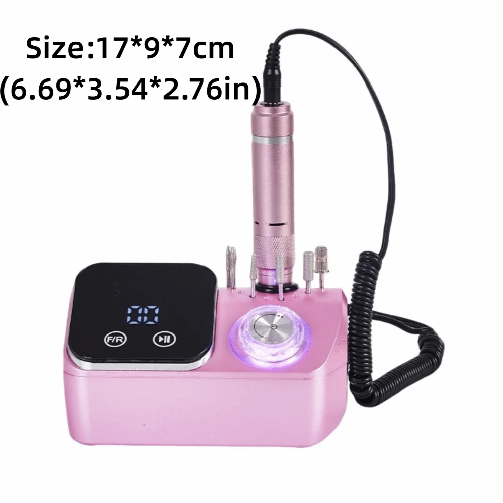 Portable ABS Electric Nail Drill Machine Pink 45000RPM Nail Drill Machines Rechargeable LCD Display HighSpeed Nail Drill Home