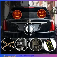 1pc Expression Fun Gesture LED Car Rear Windshield Display Sign, Round Light-up Emoticon Message Board with Remote Car Lights