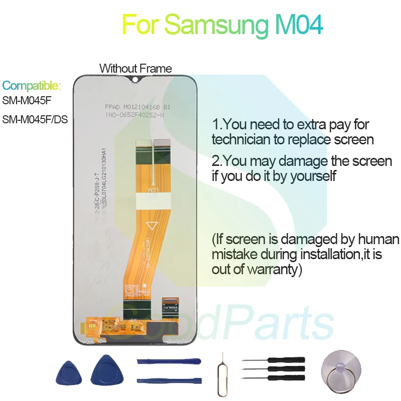 Pour Samsung M04 LCD écran d'affichage 6.5 "SM-M045F, SM-M045F/DS M04 Tactile Digitizer Assemblée Remplacement