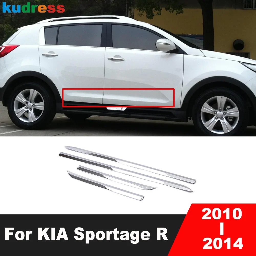 Side Door Body Trim For KIA Sportage R 2010 2011 2012 2013 2014 Chrome Door Line Panel Streamer Molding Strip Car Accessories