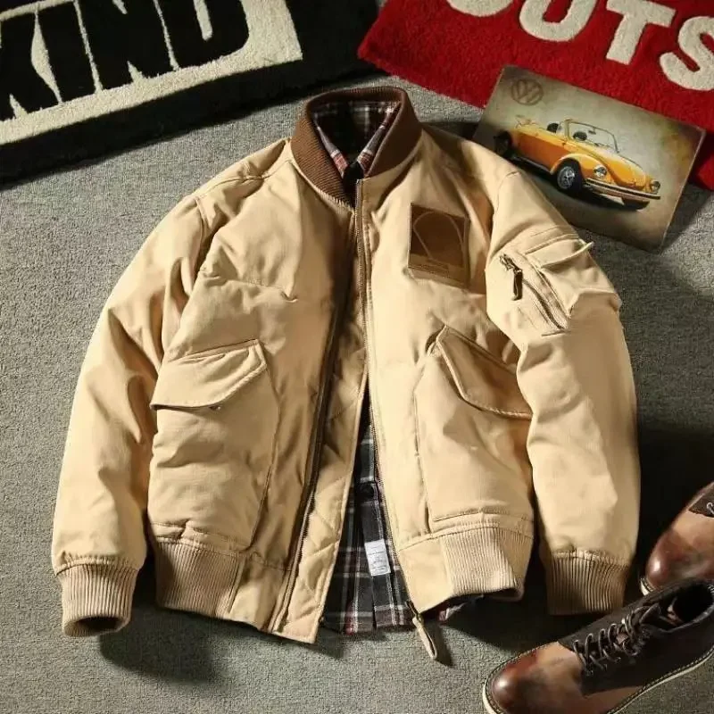 

Stand Collar Men's Quilted Padded Coats Winter Work Vintage Clothing Fashion 2025 Male Jackets Short on Offer Luxury Padding Y2k