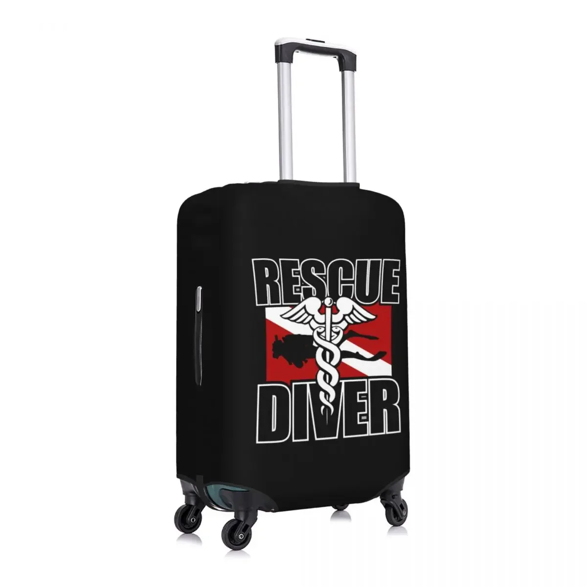 Custom Rescue Diver Travel Luggage Cover Dust Proof Scuba Diving Suitcase Cover Protector Fit 18-32 Inch