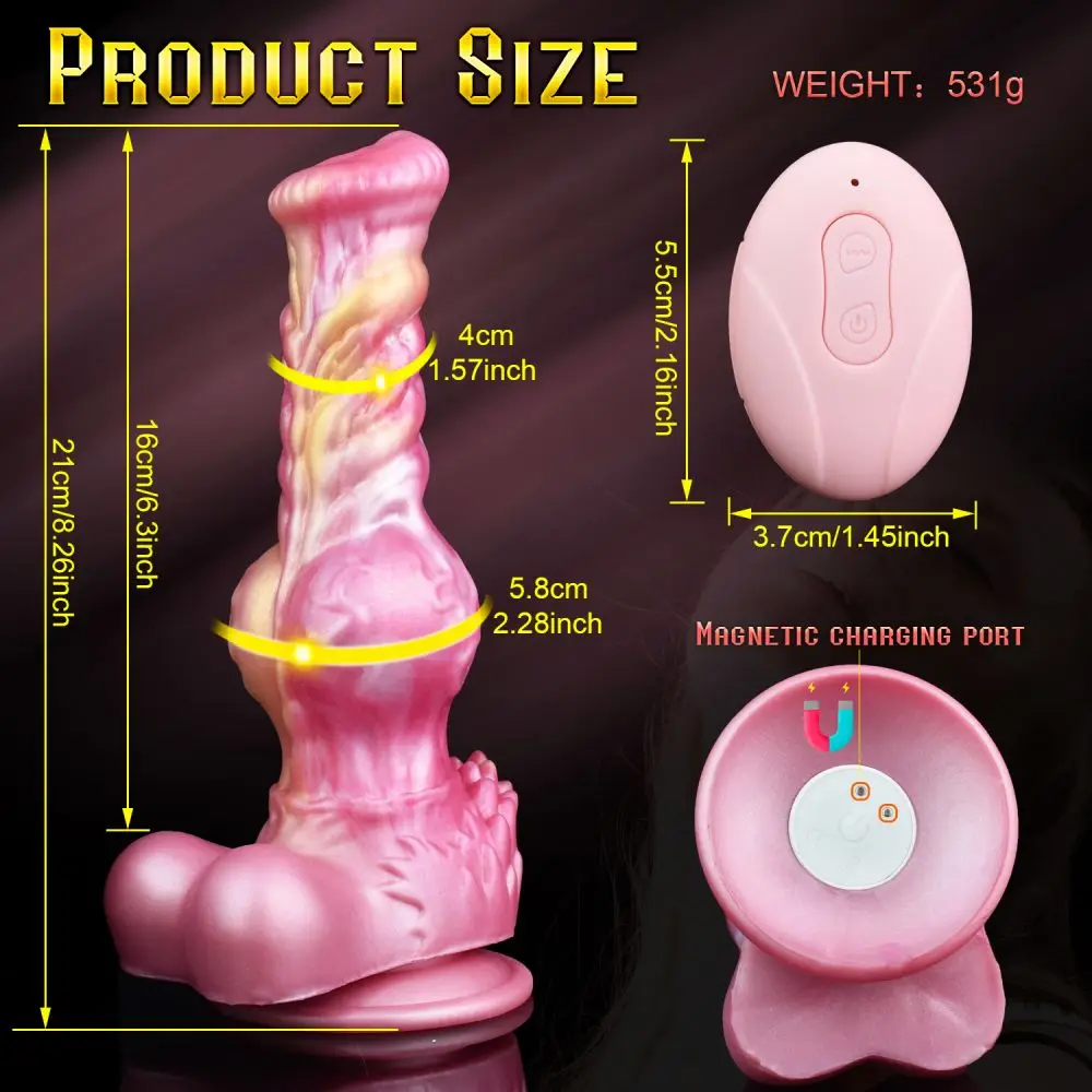 Realistic Thursting Dog Dildo Remote Control Wolf Dildos with Big Knot Canine Animal Vibrator Fake Horse Dick Sex Toys for Woman