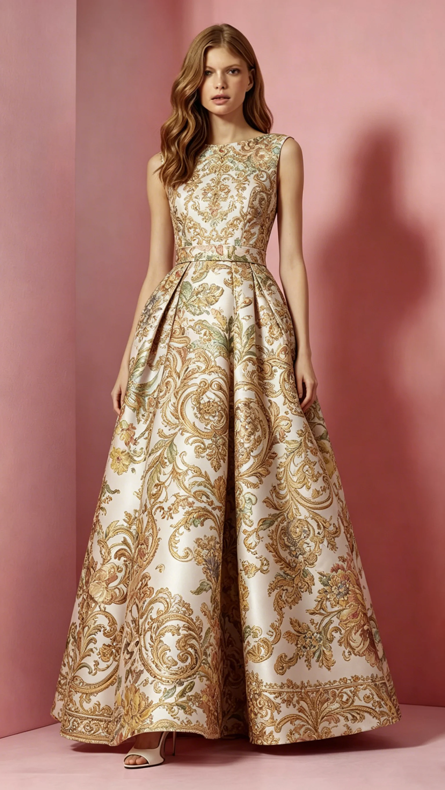 

Women's Luxury Baroque Style Crew Neck Evening Gown Elegant Sleeveless High Waist Slim-fit Party Club Prom Chic Long Dresses