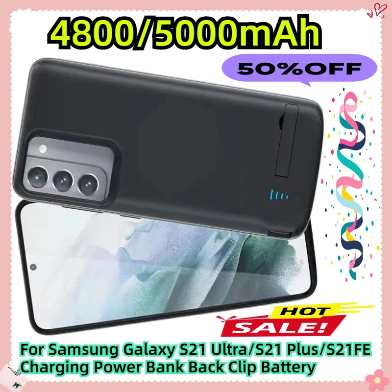 

5000mAh For Samsung Galaxy S21 Ultra/S21 Plus/S21FE Charging Power Bank Back Clip Battery