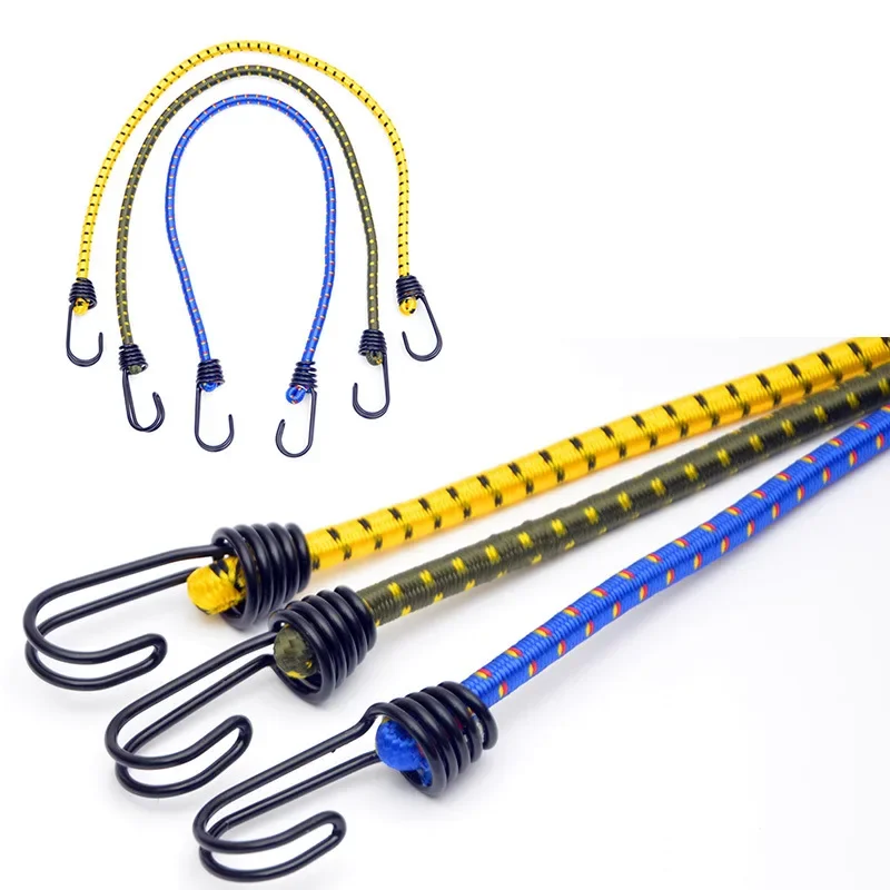 60/120cm Bungee Cord High Elasticity Rubber Tied Rope With Hooks Outdoor Tent Assembly Camping Luggage Outdoor Accessories 8mm