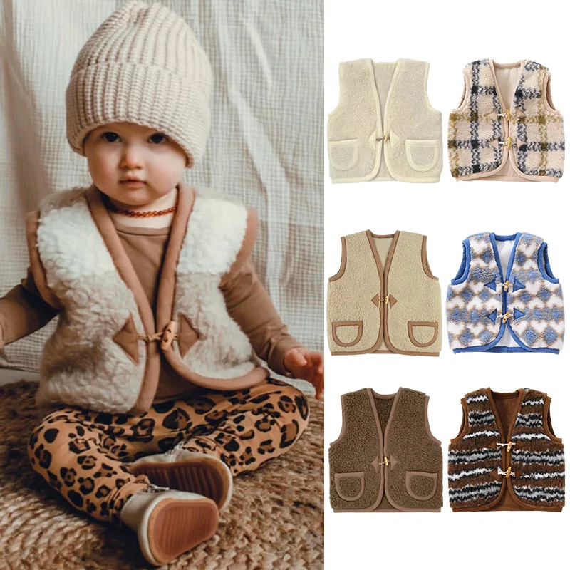 2023 New Baby Vest Autumn and Winter Baby Cardigan Vest Baby Sleeveless Vest Coat Fashionable and Popular