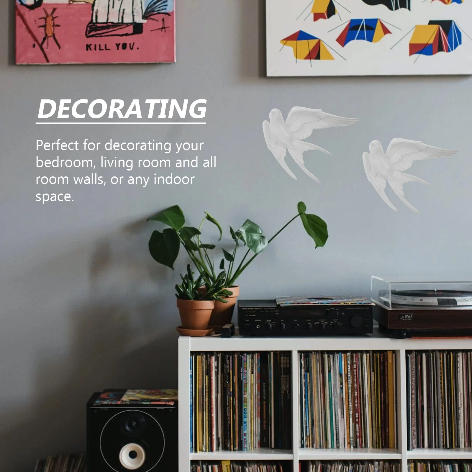 

3D Three-dimensional Bird Hanging Decoration Cozy Wall Hangings Statue Indoor Space Decorative Living Room Metal