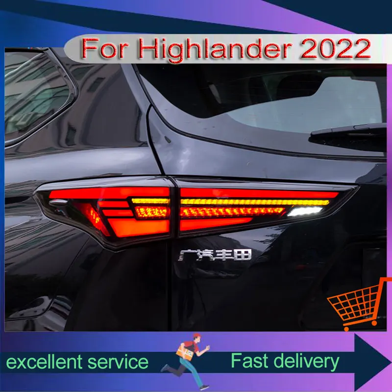 Car Styling For Toyota 2022-2023 Highlander Crown Tail Lamp Upgrade DRL Taillight LED Dynamic Turn Signal Brake Auto Accessories