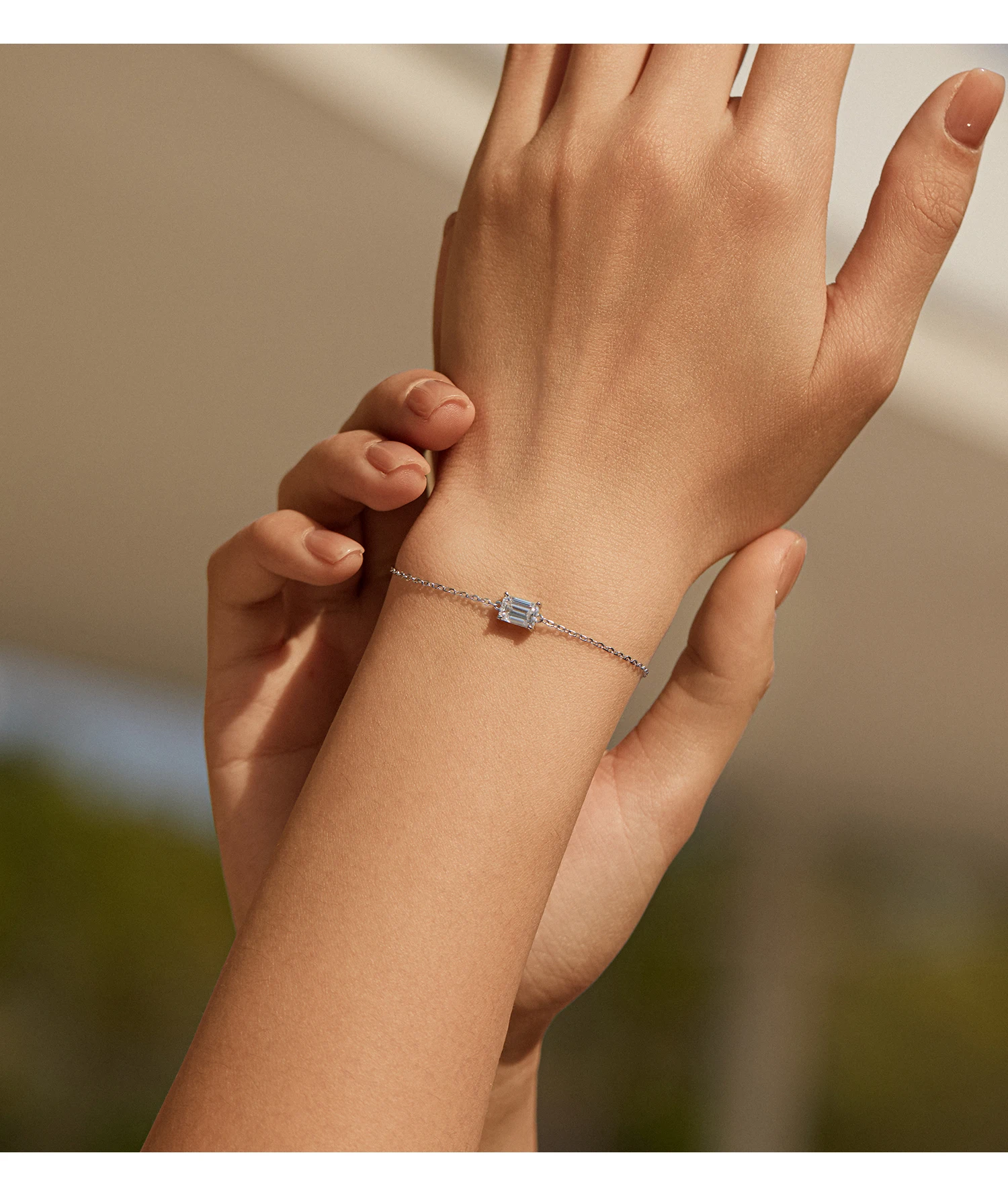 MODIAN Smaragdschliff D-Farbe Rechteckiges Moissanit-Armband aus 925er Sterlingsilber, luxuriöses Gliederkettenarmband für Damen, edler Schmuck – Detail 11