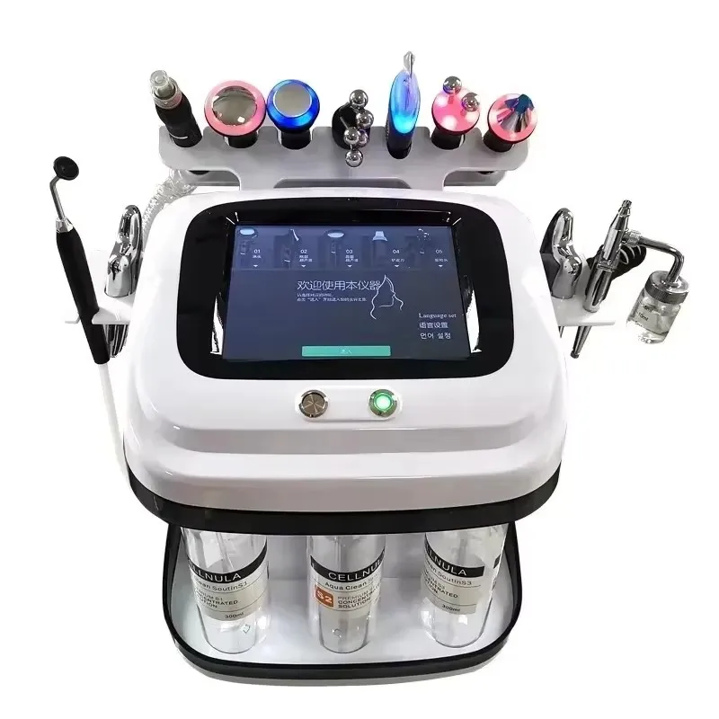 

10 In 1 Dermabrasion facial Machine H2o2 Aqua Peeling Lift Skin Bubble Moisturizer Oxygen Machine