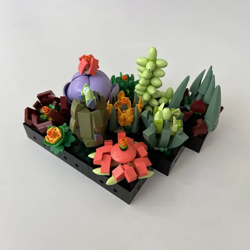 

594pcs Moc Succulents Remix Flowers Bouquets Building Blocks Bonsai Bricks Home Decor Toy s Present Compatible 10309