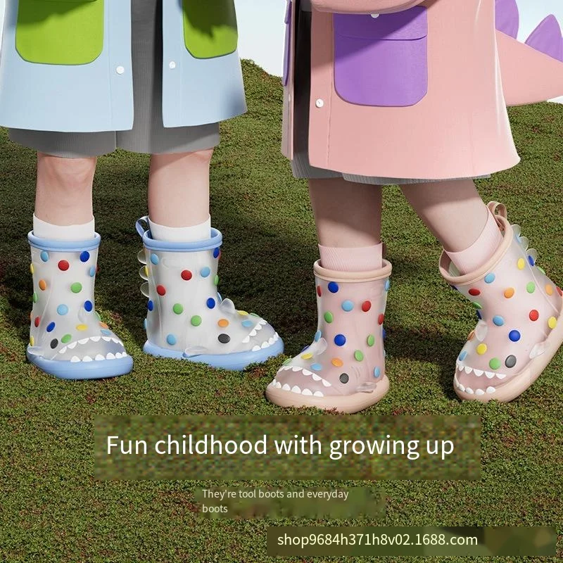 Rainbow Bean Shark Children's Rain Shoes for Boys Girls Anti slip 2024 New Children's and Baby Rain Shoes Cartoon Water Shoes