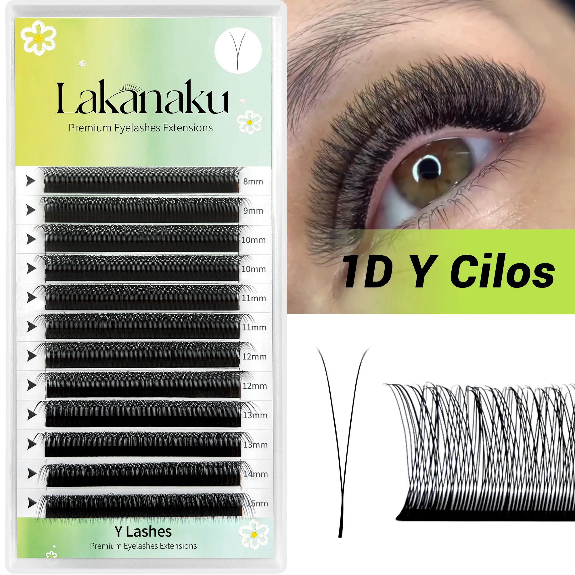 

Lakanaku 1D/2D/3D YY Shape Lashes Faux Mink C/D Natural Soft Brazilian Eyelash 3 Split Tips YY Cilios Lashes Extension