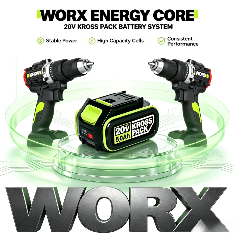 WORX 20V WA3551 WA3055WA3058 6.0Ah Battery Rchaergeable Consistent Power for WU294 WU362 Jigsaw  Polisher Household Woodworking