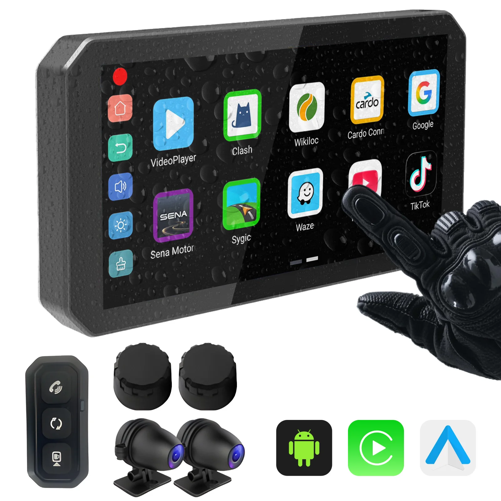 

6 Inch Motorcycle Touch Screen, Wireless Apple CarPlay & Android Auto Display, Built-in Android System，GPS Navigation，TPMS