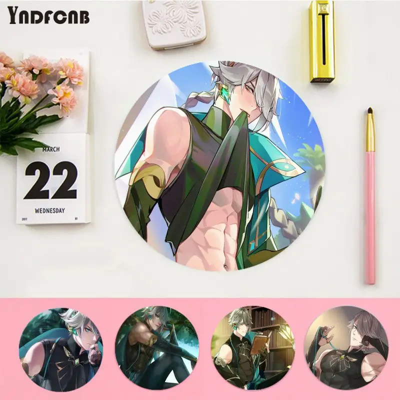 

Genshin Impact Alhaitham Round Custom Skin Speed Version Game Computer Keyboard Office Table Mat Mouse Mat For PC Gamer Mousemat