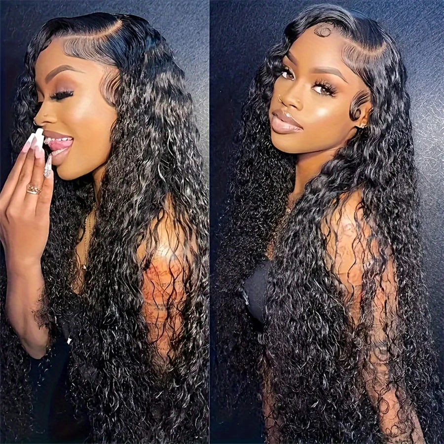 

Deep Wave Lace Front Wigs Human Hair Pre Plucked 13x4 HD Transparent Lace Frontal Wigs Human Hair 180% Density Natural Colour