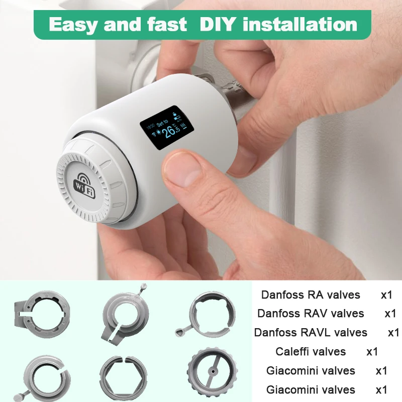 Smart Home Tuya Wifi Thermostatic Radiator Actuator Valve TRV Thermostat Programmable Temperature  Controller Alexa Google Home