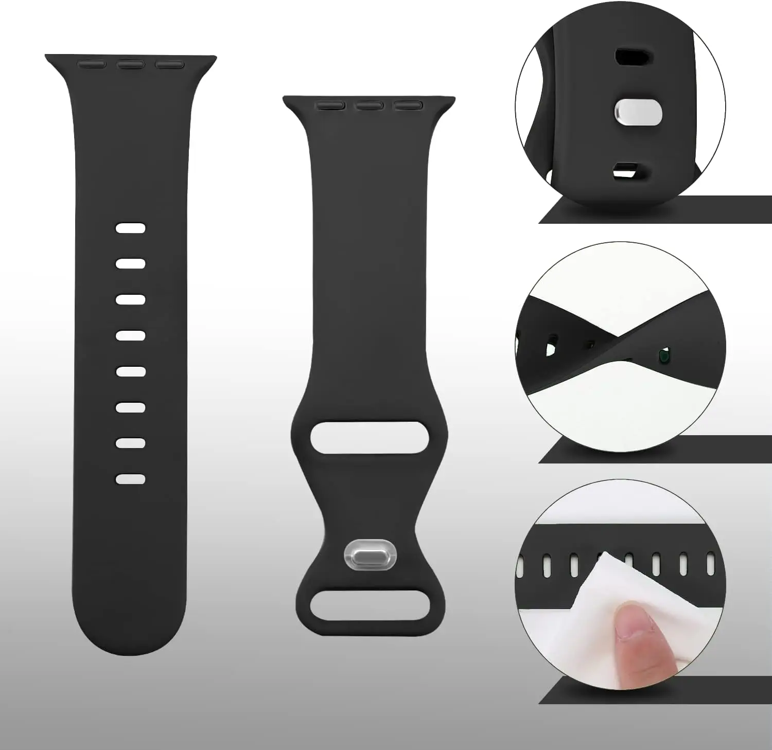 Soft Silicone Strap for Apple Watch 40mm Band 42 44 45 49 41 38mm Sport Replacement Band for iWatch Series 9 Ultra 8 7 6 5 4 3