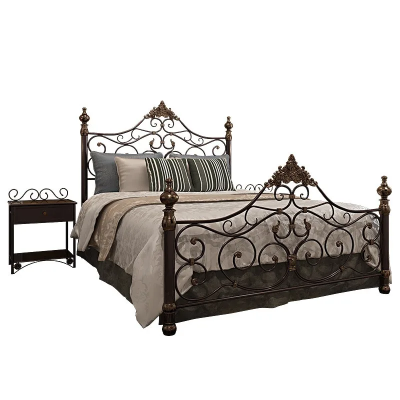 European wrought iron bed princess bed, light luxury retro single bed, unique physical examination behavior method