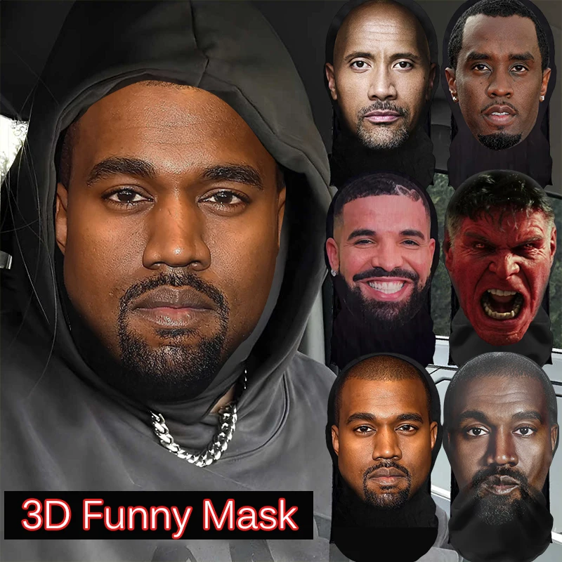 3D Seamless Perspective Funny Celebrity Face Mask Unisex Sunscreen Headcovers Halloween Cosplay Headwear