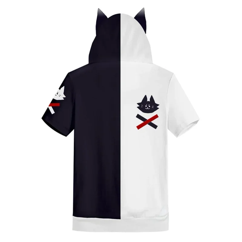 VTuber Ookami Mio Cosplay T-Shirt 3D Printed Hooded Tee Adult Summer Short Sleeve Hoodie Pullover