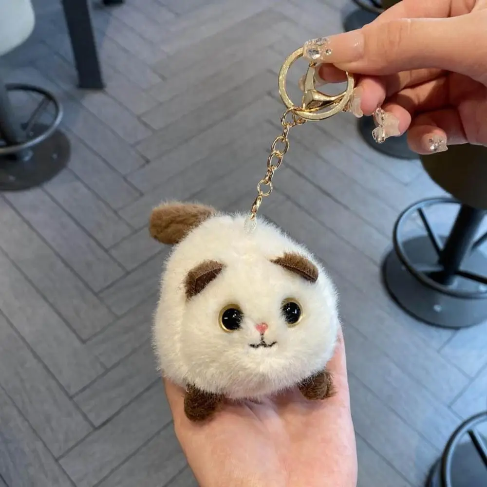 3D Eyes Cat Tail Wagging Keychain Spinning Tail Cartoon Plush Black Cat Pendant Squeezing Kawaii Cat Plush Keychain Bag Ornament