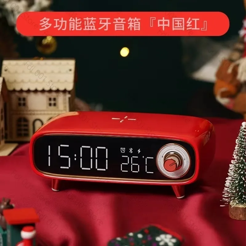 15W Wireless Fast Charging Multifunctional Bluetooth Speaker Six‑in‑One Bedside Night Light Alarm Clock for Bedroom Use