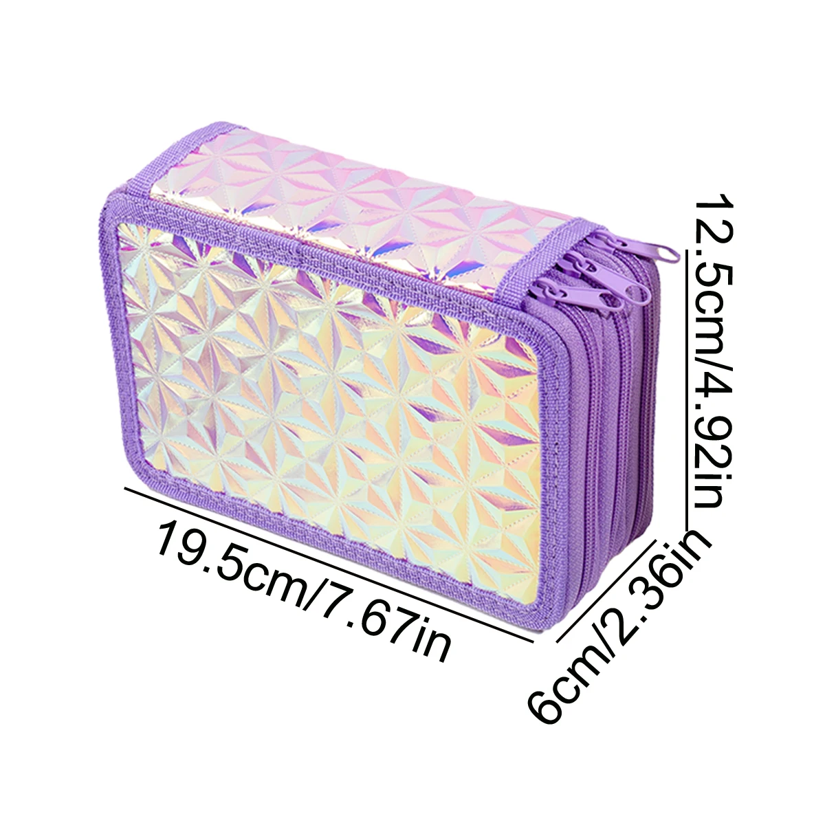 Three-layer Zipper Large Capacity Holographic Pencil Case, Colored Pencil Organizer Bag Art Supplies For Students Artists School