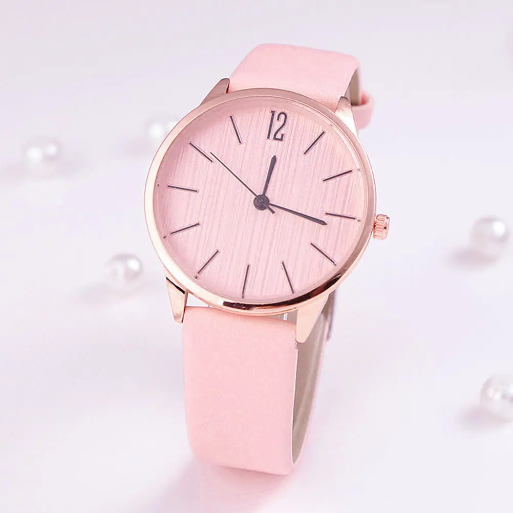 Women Quartz Watch Lightweight Comfortable PU Strap Casual Elegant Wristwatch Gift for Ladies Girls