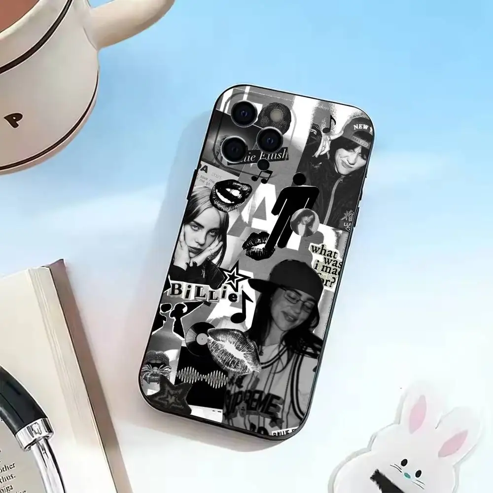 Female folk singer B-illies E-ilish  Phone Case For iPhone 16, 17,14,15,13,12,11 Plus,Pro Max Soft Black Cover view 2