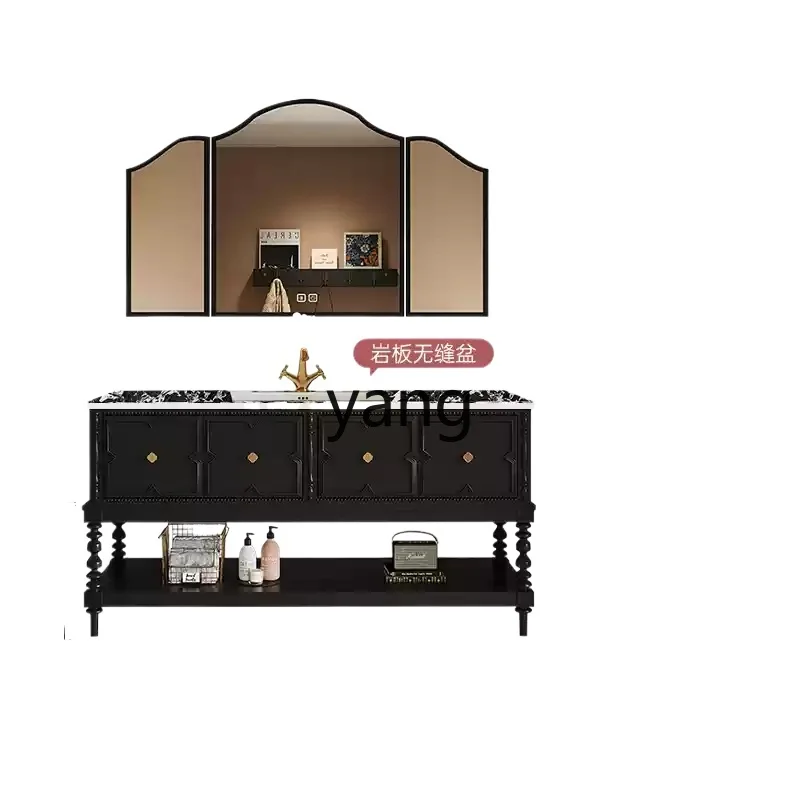 LH  bathroom rock slab hot bending integrated washing table floor-to-ceiling hand washbasin cabinet