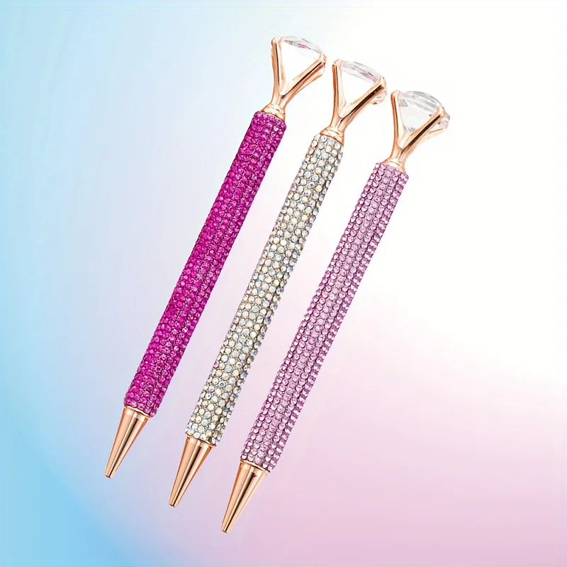 4Pcs Crystal Ballpoint Pen, Metal Body with Twist Cap, Medium Tip, Elegant Shiny Pen for Student Office Daily Use