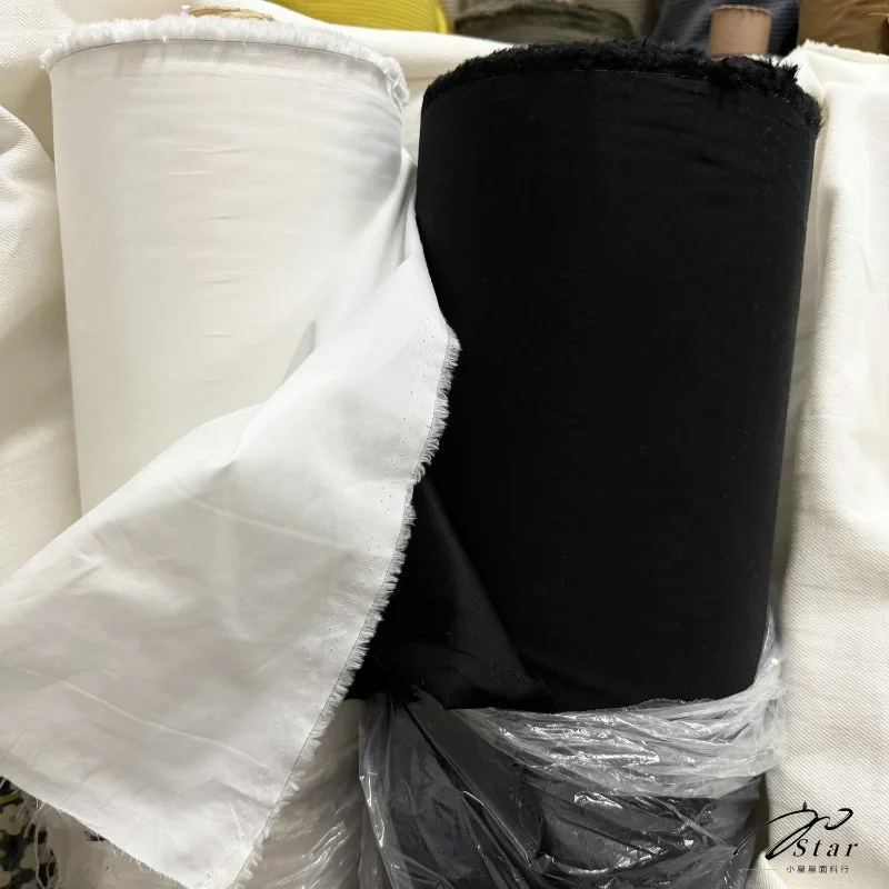 2Meters White/black Micro-elastic High-count Double-yarn Combed Cotton 80s Double-ply Fabric Shirt Dress Pure Cotton Fabric