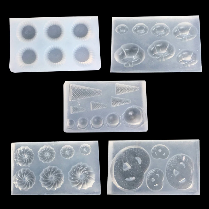 Mini Cookie Croissant Egg-tart Silicone Mold for DIY Polymer Clay Food Toys Epoxy Resin Nail Art Accessories Making Tool