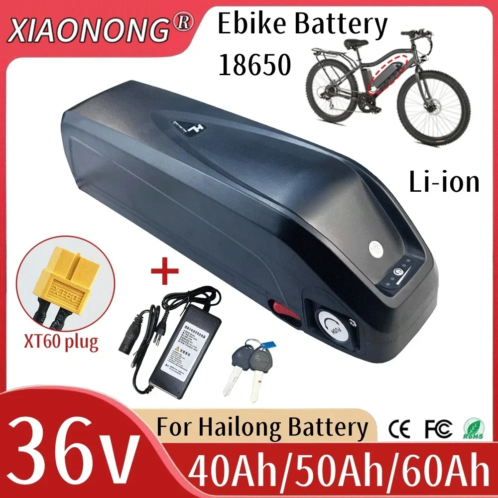 

For Hailong 36V 40/50/60Ah High-capacityBattery for 250W~1500W Motorcycle/bicycle Waterproof LithiumBattery + Charger