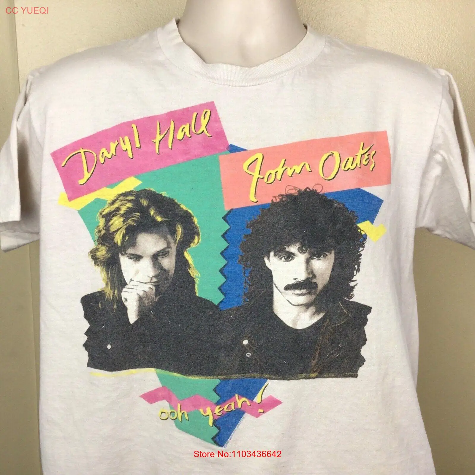 Vtg 1988 Hall & Oates Ooh Yeah T-Shirt White M/L 80s Pop Music Band Single Stitc