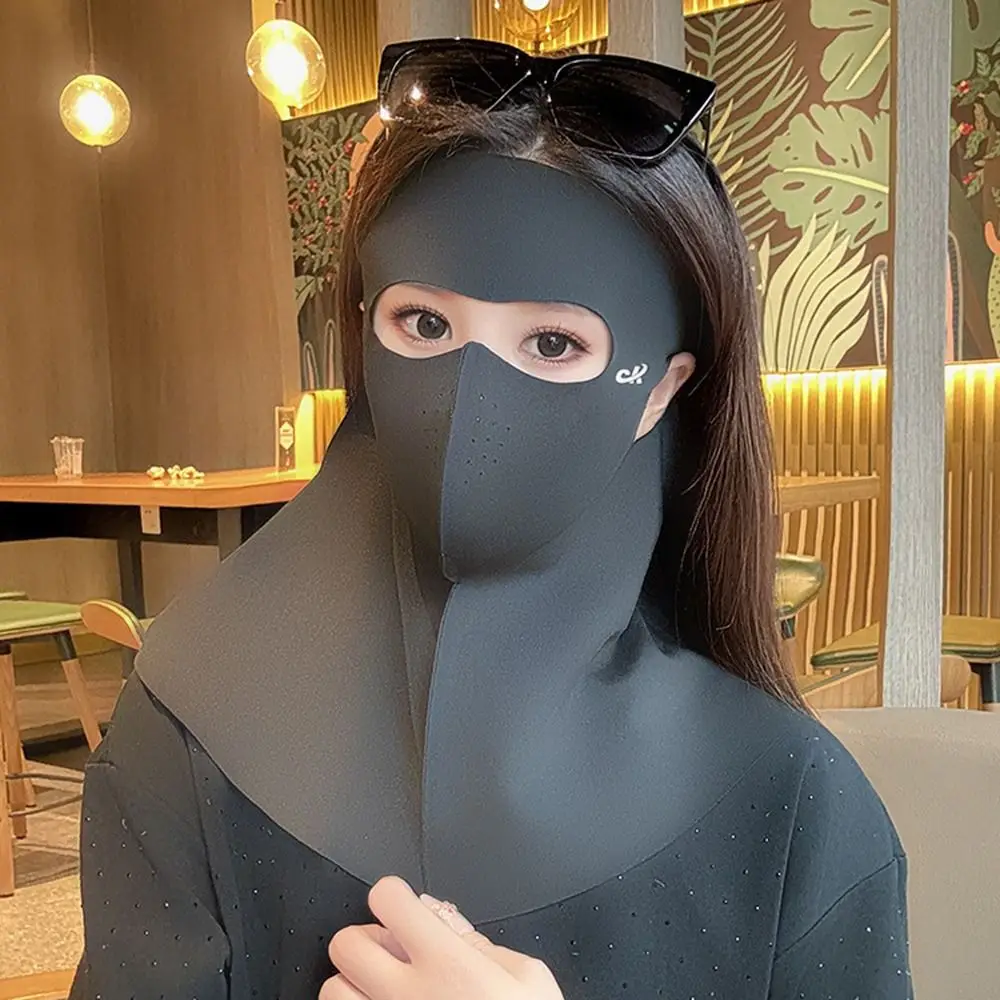 New Ice Silk Sun Protection Mask Full Face UPF50+ Anti-UV Neck Scarf Breathable Neck Protection Sunshade Face Mask Outdoor