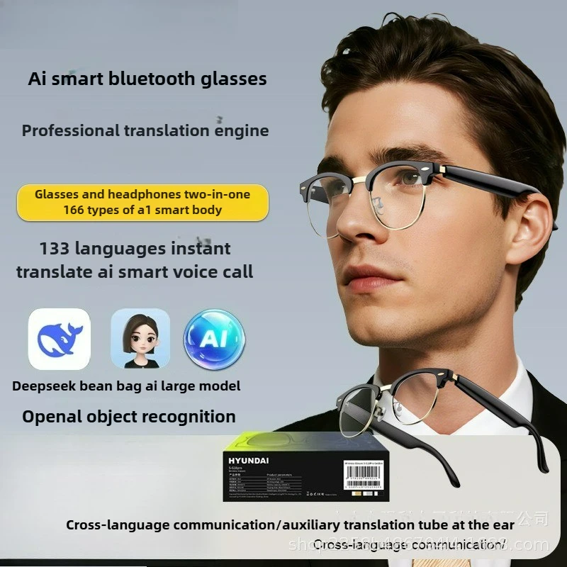 

AI Smart Glasses with Recording 100+ Languages Translation Sunglasses Bluetooth Call Music Play Men Women 2025