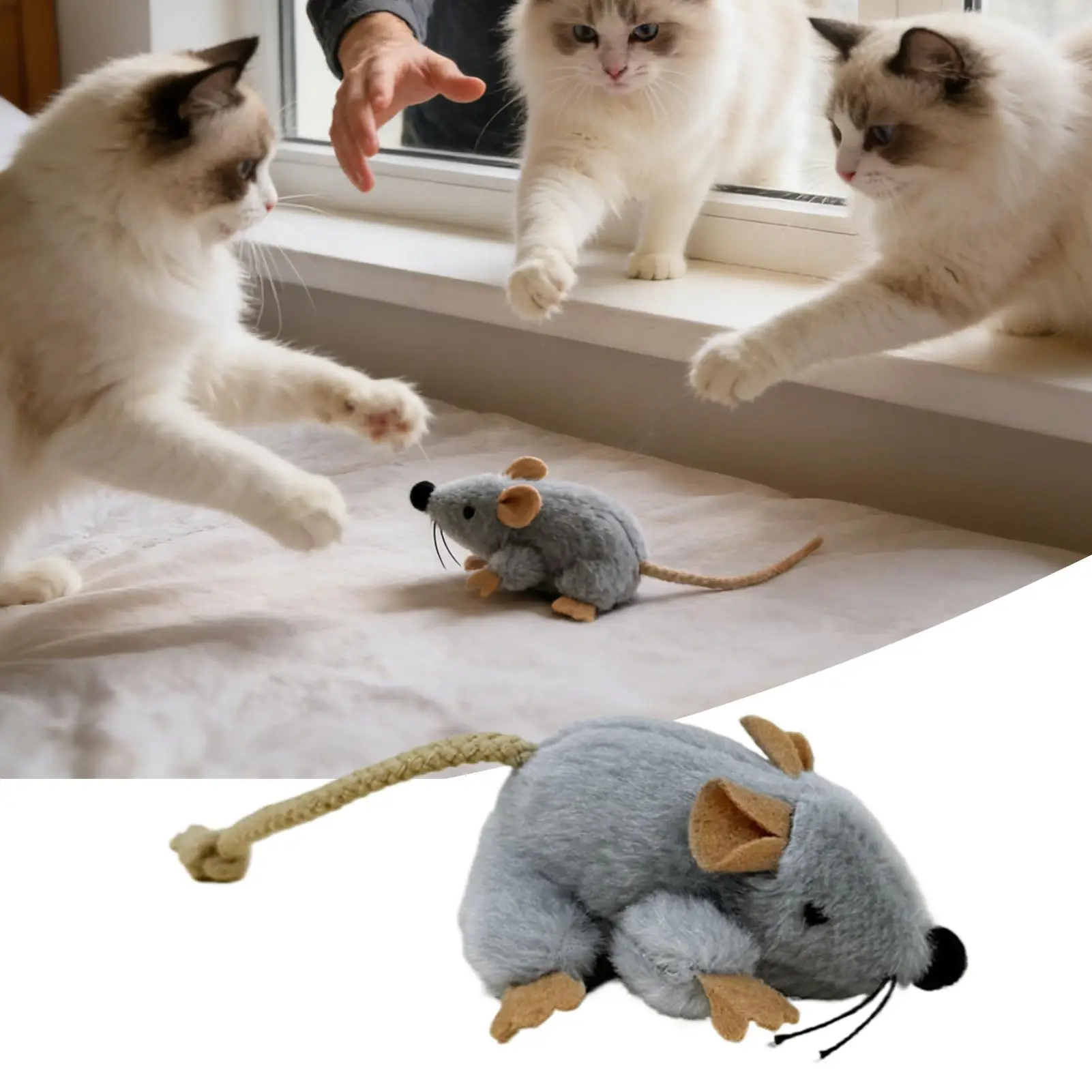 9x9x4cm Cat Toy Mouse, Compact Interactive Kitten Play Toy, Cute Moving Mouse for Indoor Outdoor Home, Pet Party Gift