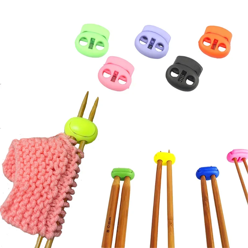 5pcs/set Colorful Knitting Needle Stoppers Double Hole Needle Tip Protector Knitting And Crochet Supplies Knitting Accessories