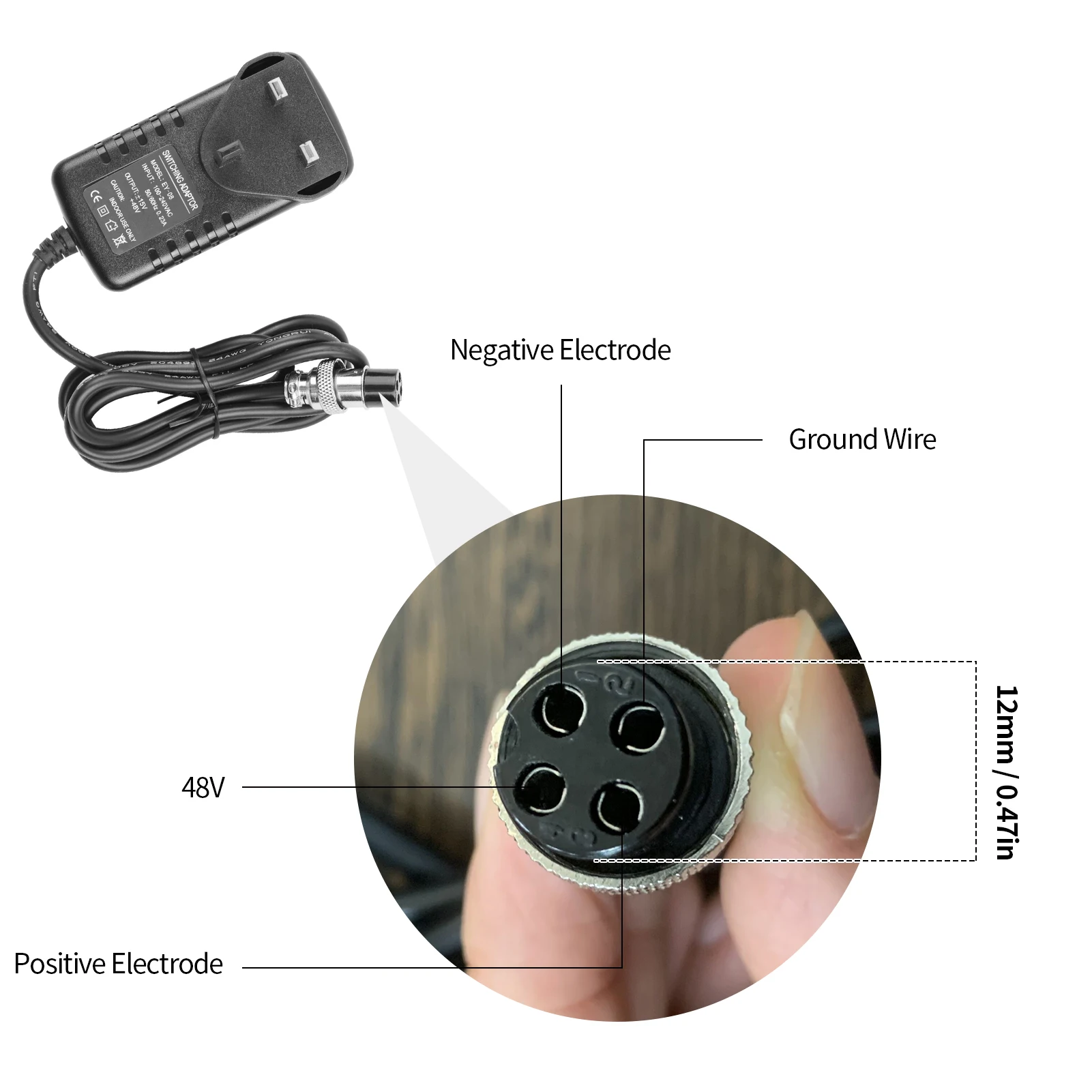 FJ-18 Mixer Power Adapter 15V230mA Universal Four-pin Round Head Interface for 16 Channels or Less Mixer Replacement Accessories