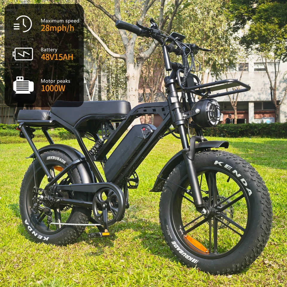 X80 Pro Adult Ebike 20-Inch Fat Tire Electric Bicycle: 1000W Motor, 48V 15Ah Large Battery, Hydraulic Brakes, 7-Speed Transmission, Front and Rear Suspension, Smart Display. Suitable for Urban Commuting, Mountain/Snow/ATV Riding. image 5