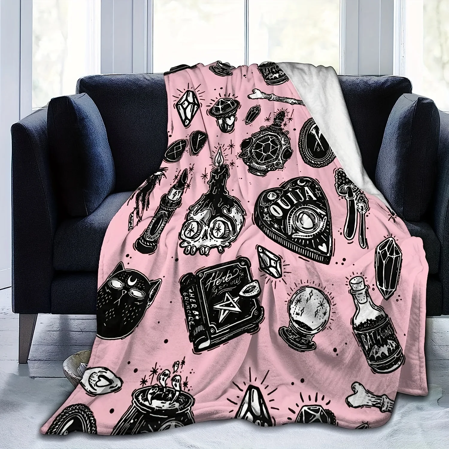 

Witch Blanket Flannel Throw Blankets Whimsical Magical Soft Fabric Blankets for Couch Halloween Home Decor Unisex Gift