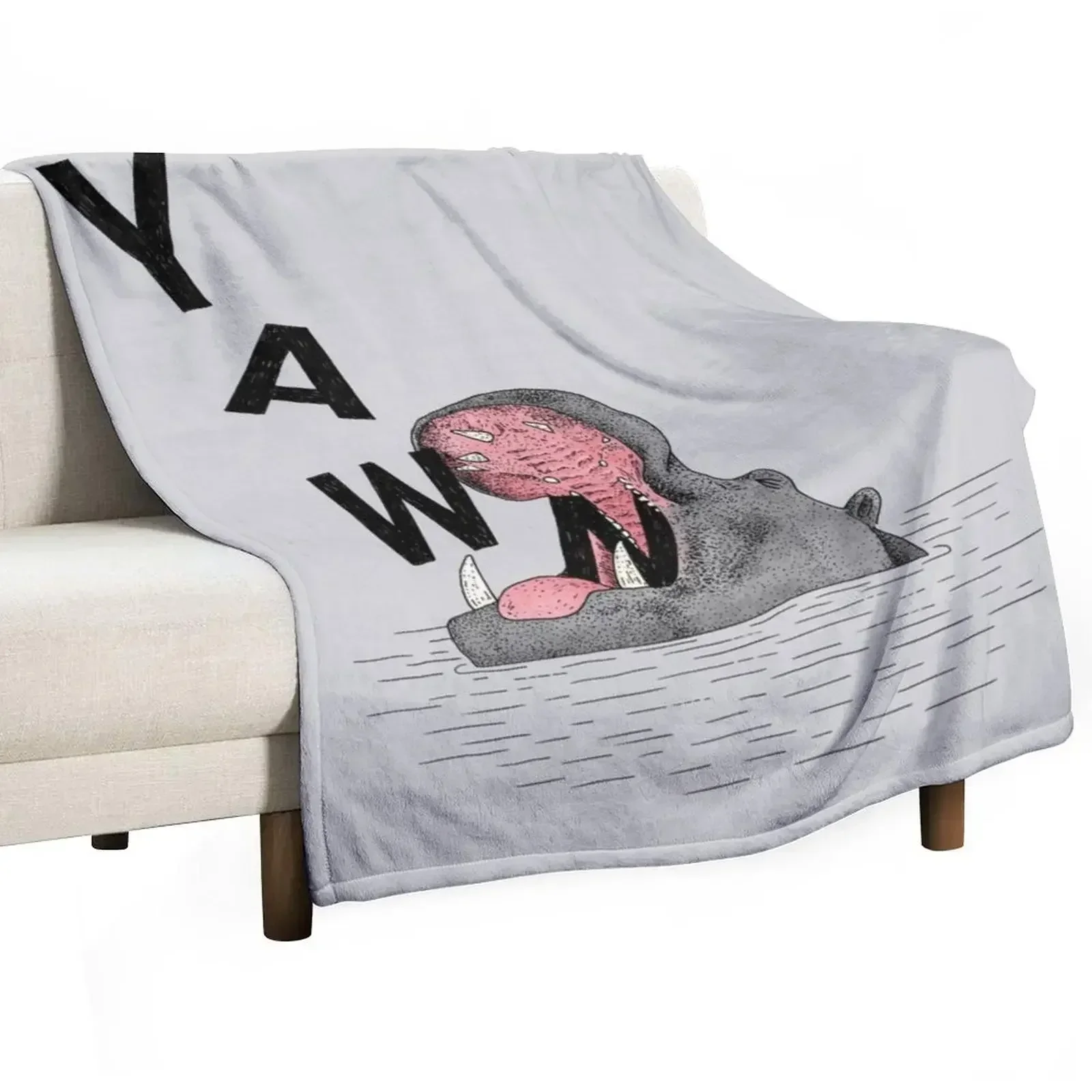 Yawning Hippo Throw Blanket Travel Summer Beddings Quilt For Baby Blankets