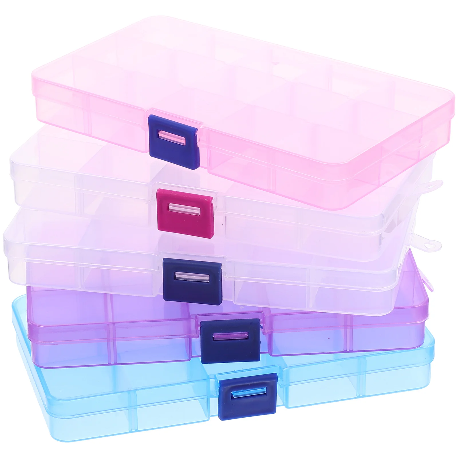 

5Pcs Plastic Jewelry Storage Box 15 Compartments Compact Portable Organizer Container for Beads Buttons Small Parts